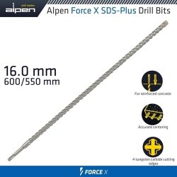Alpen Force X 16.0 X 600 550 Sds-plus Drill Bit X4 Cutting Edges ALP905016