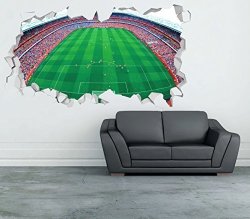 Emirates Stadium London Arsenal Wall Decal Smashed 3D Sticker Vinyl Decor Mural Football - Broken Wall - 3D Designs - OP142 Small Wide 22" X 12" Height