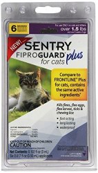 Sentry Fiproguard Plus Flea And Tick Topical For Cats 1.5 Lbs And Over 6 Month Supply