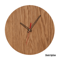 Quinn Wall Clock In Oak - 300MM Dia Natural Sleek Red Second Hand