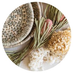 Floral Cream And Grey Basket With Pink Bankseas Round Coaster