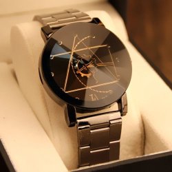 Black Fashionable Luxurious Mens Watch Stainless Steel