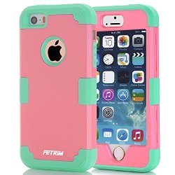 Iphone 5S Case Apple Iphone 5 Case Iphone Se Case Fetrim Three Layer Defender Shockproof Drop Proof High Impact Hybrid Armor Silicone Rugged Case