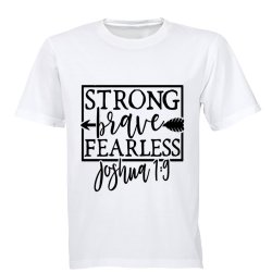 Strong - Brave - Fearless - Kids T-Shirt - 9-10 Years White Long