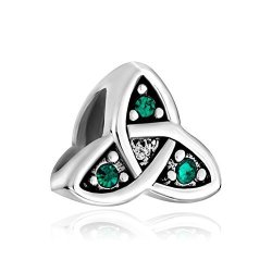Lovelycharms 925 Sterling Silver Celtic Symbol Green Crystal Beads Fit Pandora Bracelets