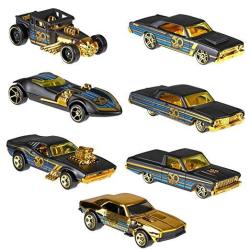EWarehouse New 1:64 Hot Wheels 50TH Anniversary Black & Gold Collection - Bone Shaker Twin Mill Rodger Dodger Dodge Dart Impala & Ford Ranchero Set