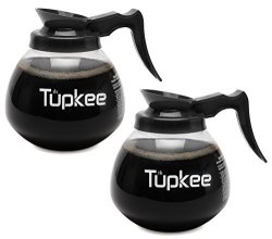 Tupkee Glass Coffee Pots 12 Cup Decanter Replacement Carafe 64 Oz. 2 Black Handle Set Of 2