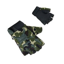 Vey Non-Slip Half Finger Kids Cycling Gloves for Children 6 - 12 Camouflage