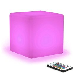 Prosshop 6 Inch Rechargeable LED Cube Light Multi-color Cordless Mood Night Lamp With Remote Control Rgb Color Changing Best For Outdoor Indoor Bedroom Ambient Decoration