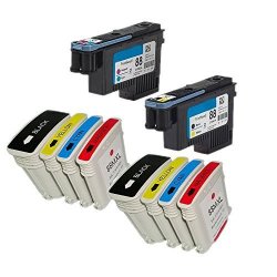 Yatunink 88 Printhead Bk y C m C9381A C9382A And Ink Cartridges 8PACK Combo Replacement 88 88XL