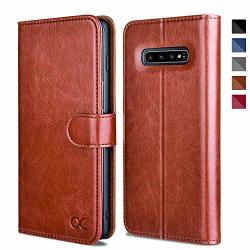 Ocase Samsung Galaxy S10 Case Card Slot Kickstand Tpu Shockproof Interior Leather Flip Wallet Case For Samsung Galaxy S10 Devices Brown