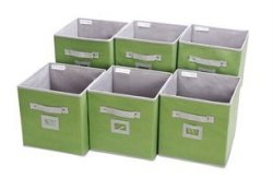 Storage Cube Box Fabric Storage Bin By Storageworks Green Medium 6-PACK 10.6X10.6X11.0 Inches