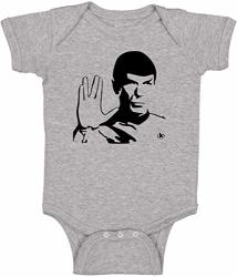 Beegeetees Spock Live Long And Prosper Leonard Nimoy Soft One Piece Bodysuit 6 Months Gray