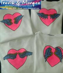 HAND Painted Heart & Angel Wings T-Shirt