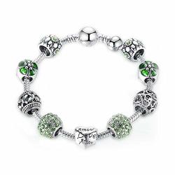 Syangpang Love Charms Fit Pandora Bracelet Beads For Girls And Women Amethyst Beads Rose Flower Charms Bracelets Green Love Charms Bracelet Beads