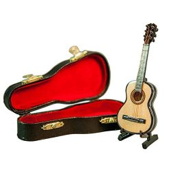 Sky MINI Guitar Classic Natural Finish Acoustic Miniature Guitar With Display Stand Case Great Gift