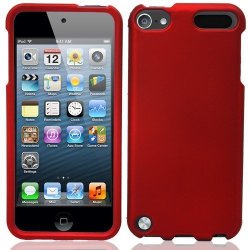 Premium Rubberized Hard Crystal Front + Rear Case Cover For Apple Ipod Touch 5G 5TH Generation 5TH Gen - Red Compatible With 32GB 64GB