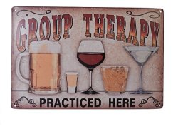 Beer Alcohol Drinking Group Therapy Funny Tin Sign Bar Pub Diner Cafe Wall Decor Home Decor Art Poster Retro Vintage