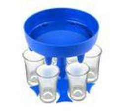 7 Piece Barware Wine Beverages Liquor Dispenser And 6 Shot Glass Holder - Blue