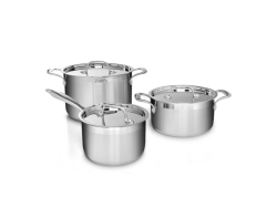 Silver Series 3 Piece Cookware Set With Glass Lids