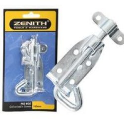 Zenith Galvanized Pad-bolt 100MM And Screws - 2 Pack