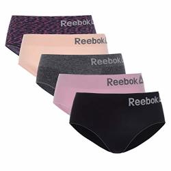 Reebok Womens 5 Pack Seamless Hipster Twisted Pink Spacedye rose Dust charcoal Melange lavander Luck black Medium