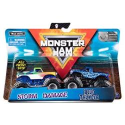 Monster Jam Official Blue Thunder Vs. Storm Damage Die-cast Monster Trucks 1:64 Scale 2 Pack