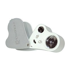Growbright LED Lighted Dual Lens 30X-60X Jeweler's Loupe Pocket Microscope