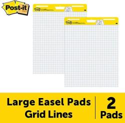 Post-it Super Sticky Easel Pad 25 X 30 Inches 30 Sheets pad 2 Pads 560 Large White Grid Premium Self Stick Flip Chart Paper Super Sticking Power