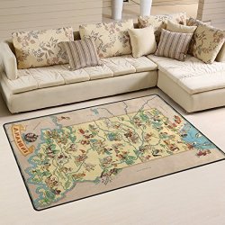 Vintage 1935 Indiana State Map Playmat Floor Mat For Dining Room Living Room Bedroom Size 2'7"X1'8" And 5'X3'3" Available.