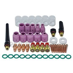 49Pcs Greatstar 49Pcs TIG Welding Torch Accessories Kit Tig Kit Gas Lens for Wp #10 Cup Kit for Tig Wp-17/18/26 Torch