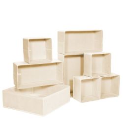Foldable Storage Box Dresser Drawer Organizer - Set Of 8 - Beige