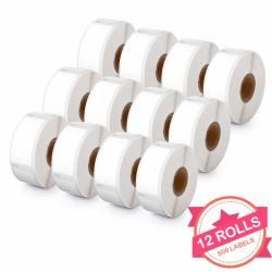 Pokelabel Compatible Small Multipurpose Labels For Dymo 30336 Used For Dymo Labelwriter 450 Turbo Printer 4XL 400 1" X 2-1 8" 25MM X 54MM 500 Labels Per Roll 12 Rolls