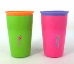 Wow Spill Free Drinking Cup Pink With Purple Lid