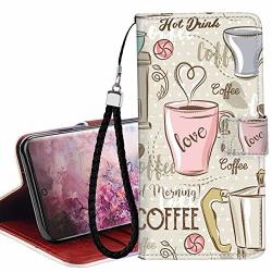 Samsung Galaxy Note 10 Plus Samsung Galaxy Note 10 Plus 5G Pu Leather Wallet Case Coffee Cups Wallet Flip With Card cash Slots Magnetic Clip