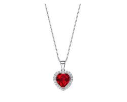 925 Sterling Silver Birthstone Heart Necklace Embellished With Swarovski Crystals - January