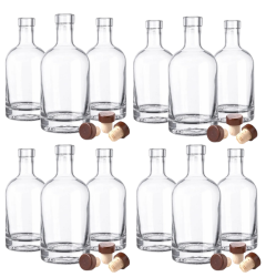 Heavy Base Glass Nordic Bottles With Premium Cork Tops 200ML - Pack Of 12