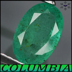 0.85ct Medium Deep Green Emerald I1 - Natural Colombian Elongated Oval Cedar Oiled