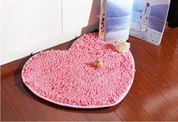 Belimely Carpet Chenille Absorbent Antiskid Mat Heart-shaped Love Cute Home Furnishing Mat Doormat BE-DM-3-PINK-50CM X60CM