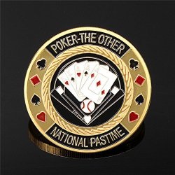 Metal Poker Guard Card Protector Coin Chip Gold Plated With Round Plastic Case