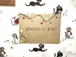 Jingles & Joy Christmas Cats Hats King Size Sheet Set - Winter Decor Holiday Christmas