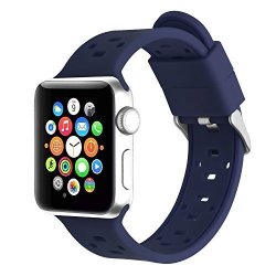Apple Watch Band Rockvee Soft Silicone Sport Replacement Bands For Apple Watch Series 3 Series 2 Series 1 Nike+ Sport Apple Watch Edition D Navy Blue 38MM