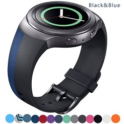 Lakvom Silicone Sport Style Watch Band For Samsung Gear S2 - Black&blue