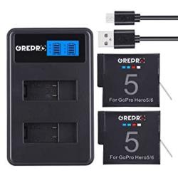 Grepro Gopro Hero Replacement Battery 2 Pack And Dual USB Lcd Charger 100% Compatible For Sports Digital Camera Gopro Hero 5 HERO5 Black HERO7