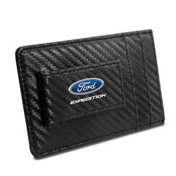 Ford Expedition Black Carbon Fiber Leather Wallet Rfid Block Card Case Money Clip