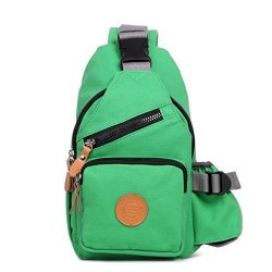 Eshow Women's Canvas Travel Cross Body Small Single Shoulder Pack Daypack Bookbag Green