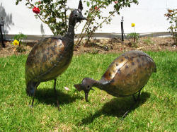 Metal Garden Ornament. Guinea Fowl. Large.