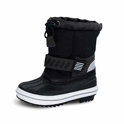 Moceen Toddler Girls Winter Boots Warm Faux-Fur Lightweight Outdoor Button Snow Boots for Kid Boys
