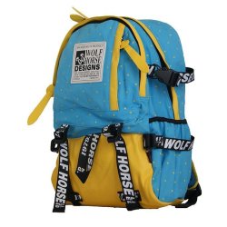 Fino K30 Wolf Horse 22L Unisex 13" Laptop Backpack - Blue & Yellow