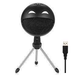 Calie USB Condenser Microphone Cardriod Podcast Microphone Compatible With USB Devices & Mobile Phone Great For Skype Recording Speech Black